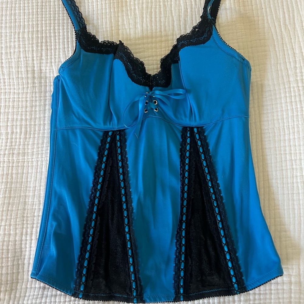 Blue and Black Lace Camisole